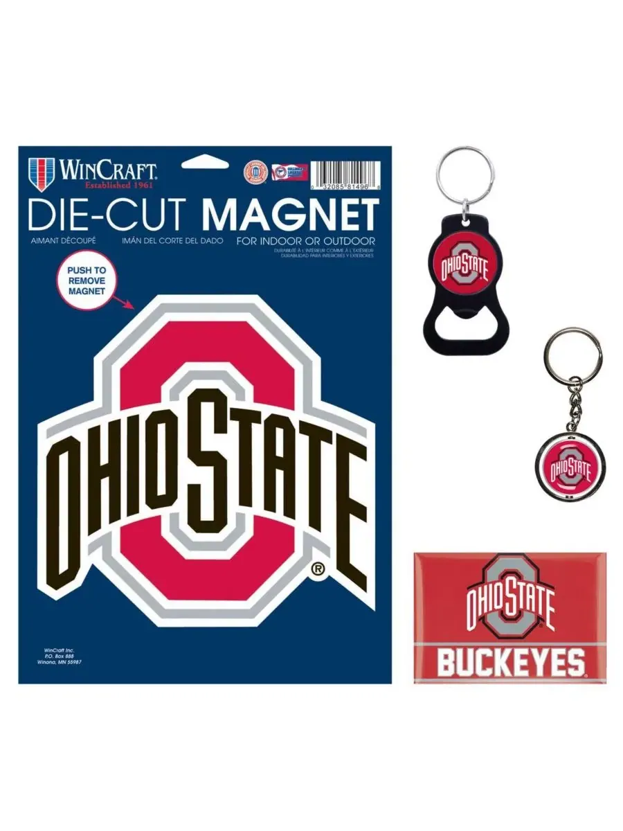 Набор из 4 брелоков и магнитов с символикой команды Ohio State Buckeyes Wincraft