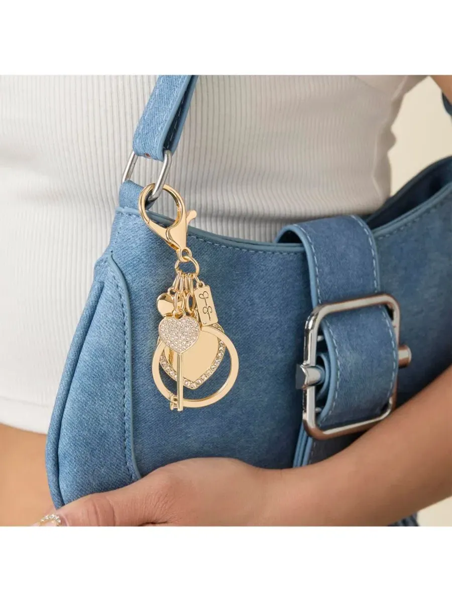 Брелок в виде сердца с кристаллами Pave для сумки Jessica Simpson — изображение 2 из 6, золотистый прозрачный