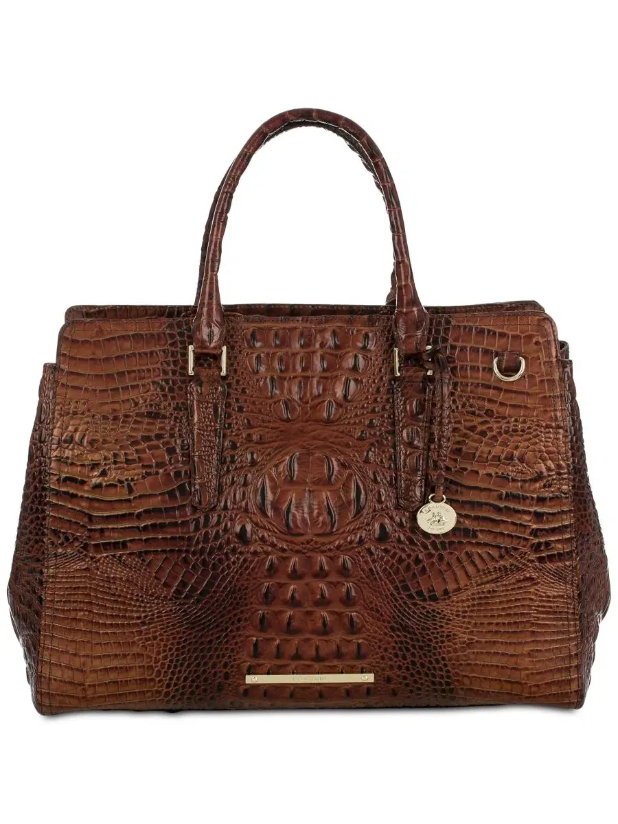Большая кожаная сумка-седло Finley Large Leather Carryall Satchel Brahmin, Pecan Melbourne — изображение 1 из 7