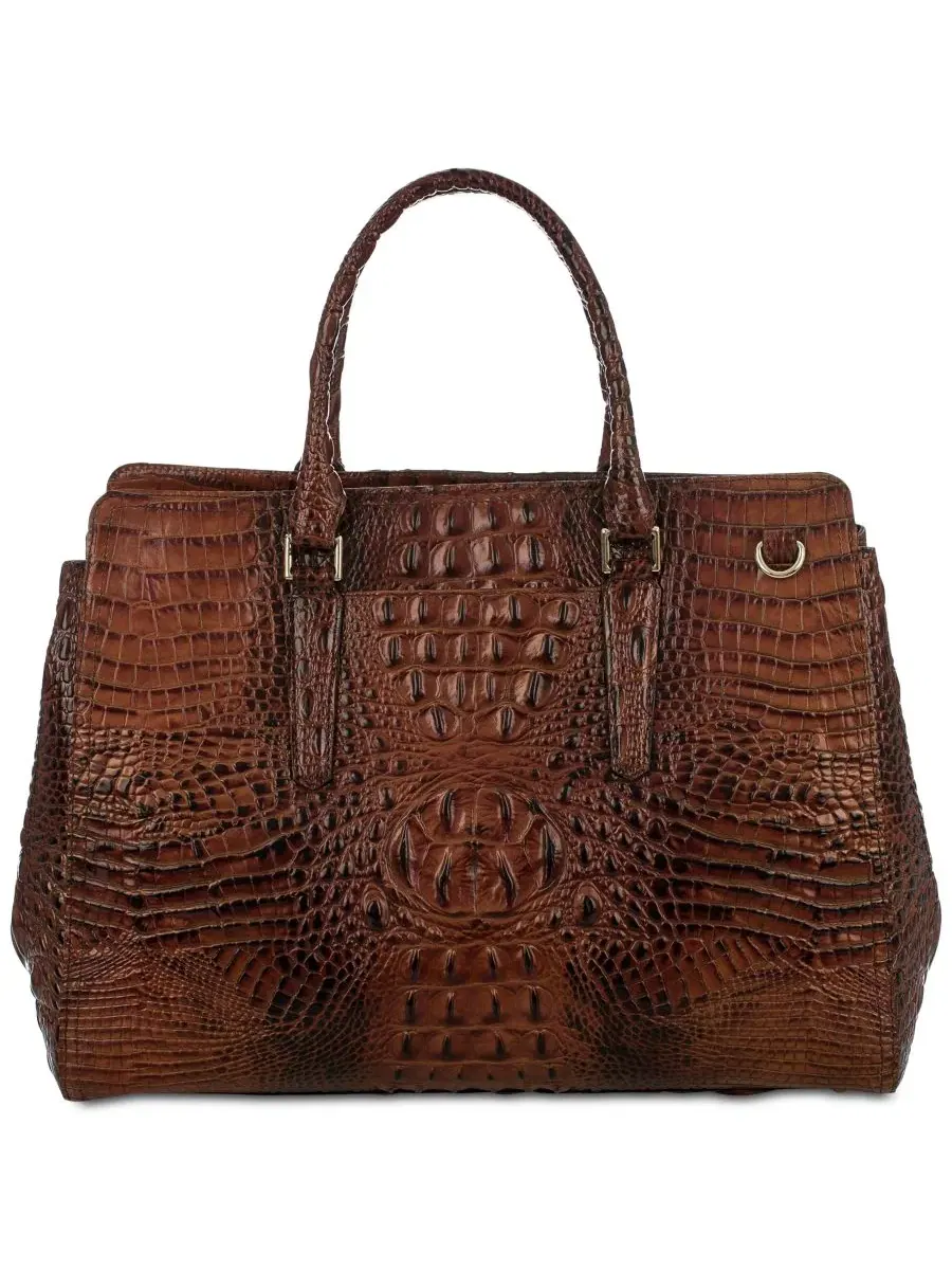 Большая кожаная сумка-седло Finley Large Leather Carryall Satchel Brahmin, Pecan Melbourne — изображение 2 из 7