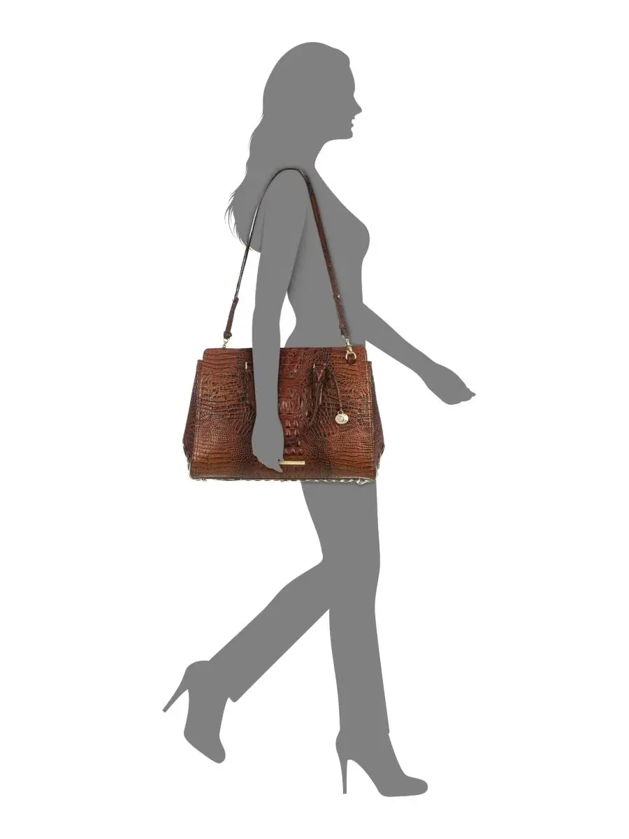 Большая кожаная сумка-седло Finley Large Leather Carryall Satchel Brahmin, Pecan Melbourne — изображение 3 из 7