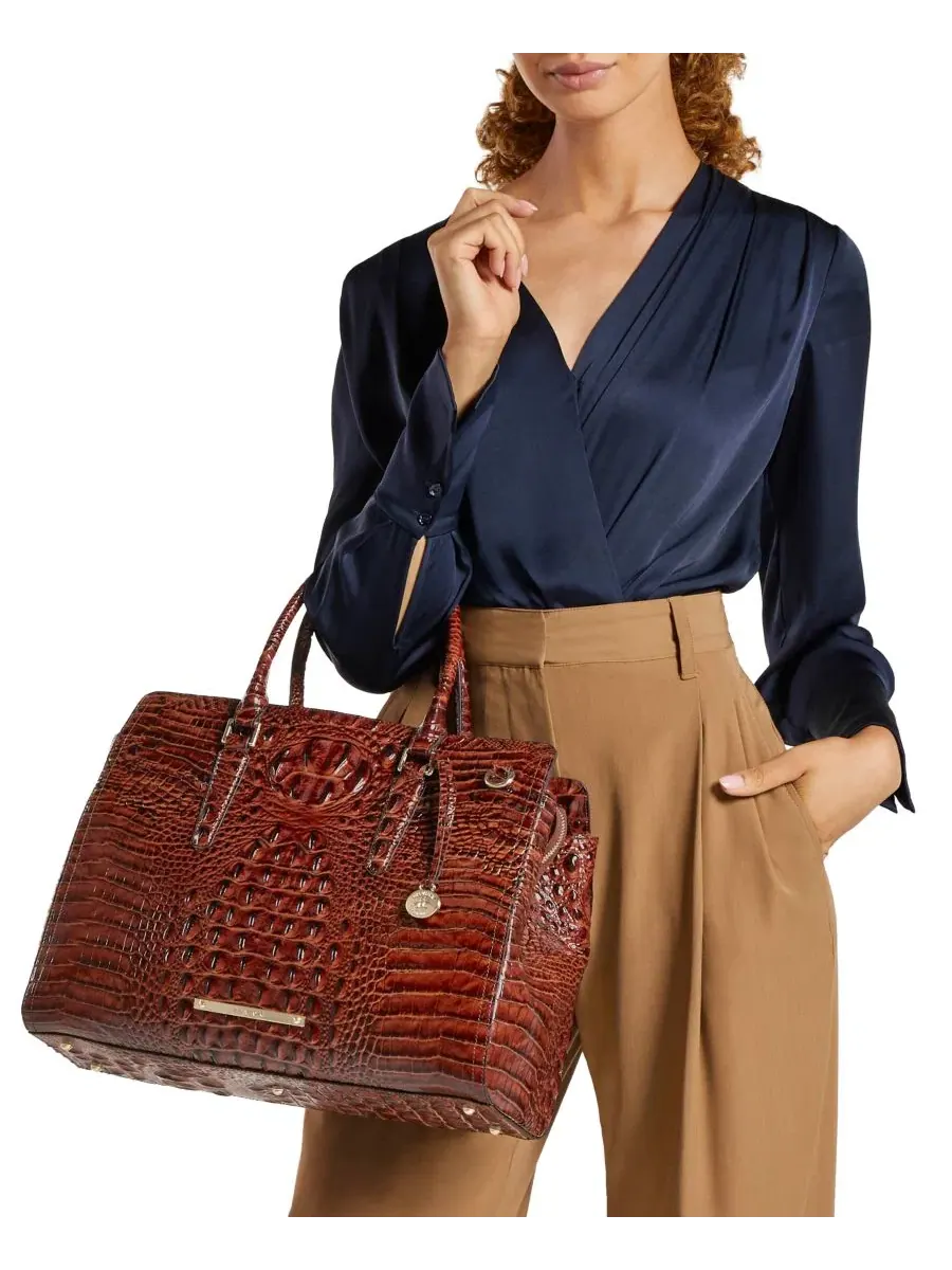 Большая кожаная сумка-седло Finley Large Leather Carryall Satchel Brahmin, Pecan Melbourne — изображение 6 из 7