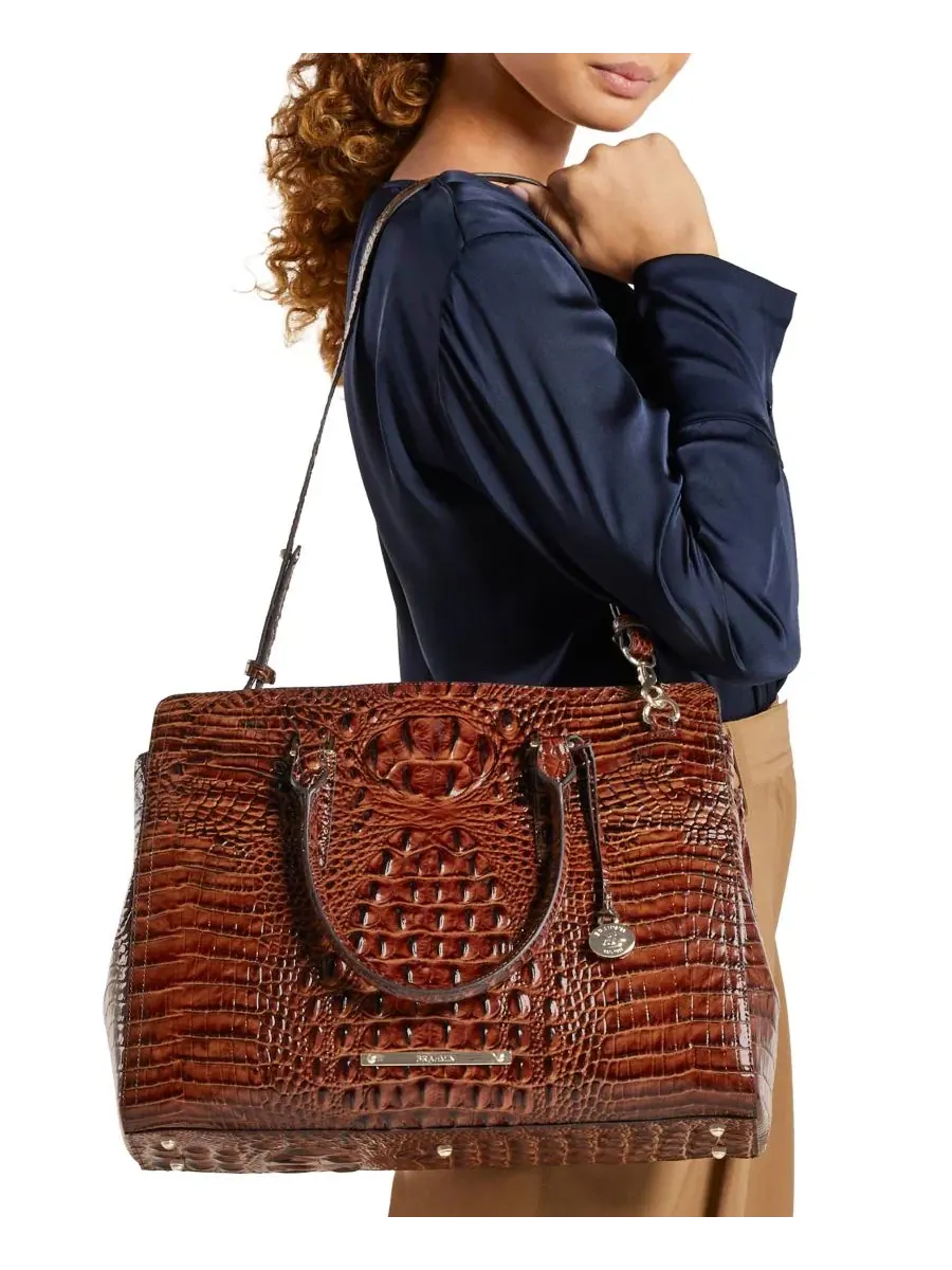 Большая кожаная сумка-седло Finley Large Leather Carryall Satchel Brahmin, Pecan Melbourne — изображение 7 из 7