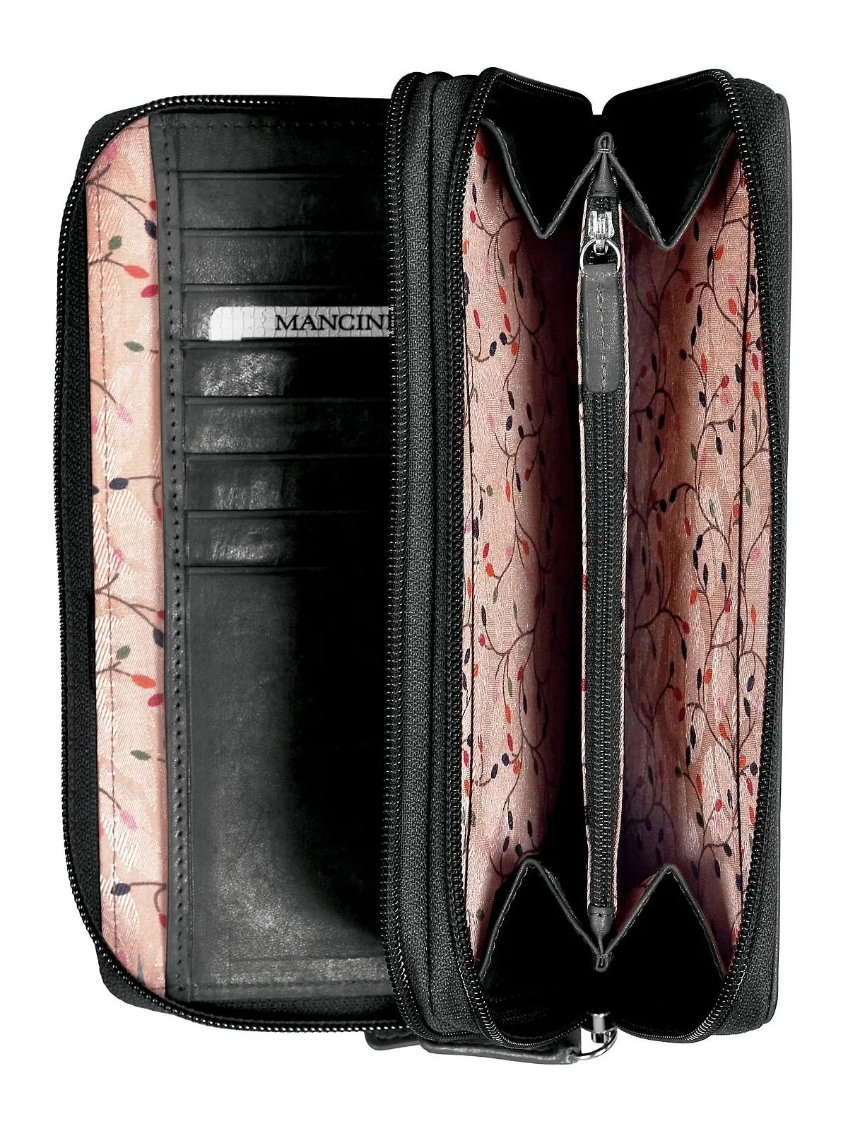 Кошелек Casablanca Collection с RFID-безопасностью и двойной молнией Mancini — изображение 3 из 4, черный
