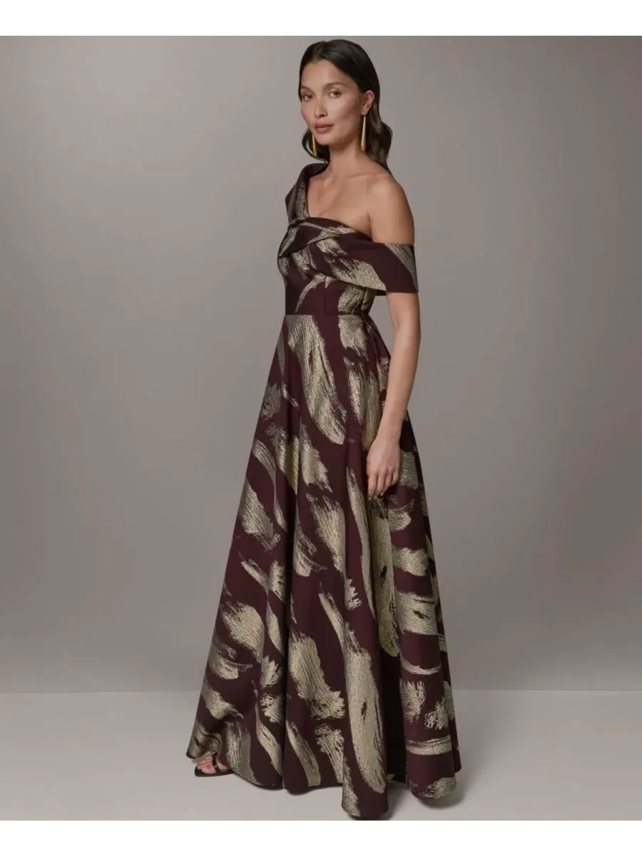 Вечернее платье с одним плечом с принтом Donna Karan New York, Prune Pale — изображение 2 из 5