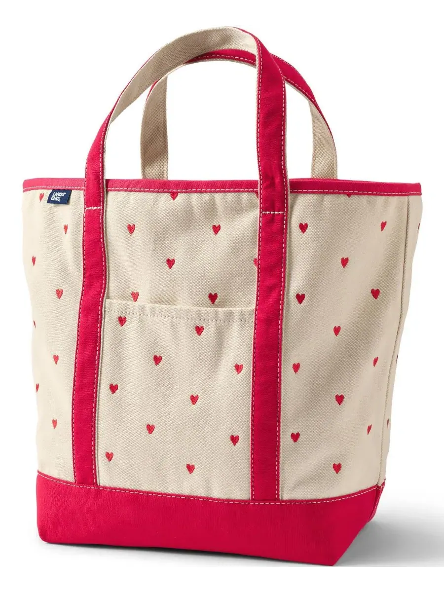 Сумка-шопер из канваса с вышивкой, Large Embroidered 5 Pocket Open Top Canvas Tote Bag Lands' End