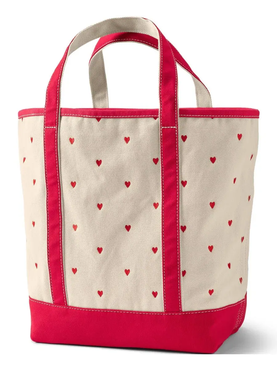 Сумка-шопер из канваса с вышивкой, Large Embroidered 5 Pocket Open Top Canvas Tote Bag Lands' End — изображение 3 из 4