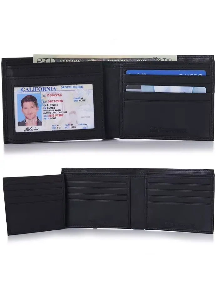 Мужской кошелек Trifold Bifold Billfolds на выбор из натуральной кожи Alpine Swiss — изображение 4 из 9