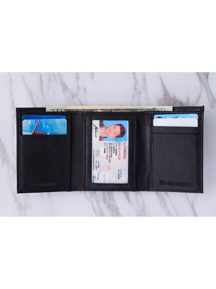 Мужской кошелек Trifold Bifold Billfolds на выбор из натуральной кожи Alpine Swiss — изображение 5 из 9