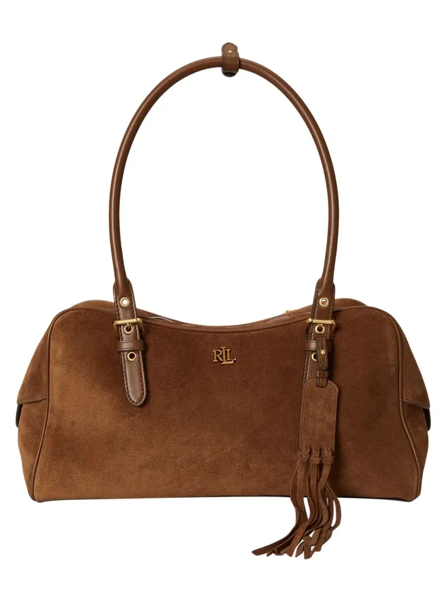 Сумка-шопер с застежкой-молнией, модель Marcy Zipper Suede Large Satchel Handbag Lauren Ralph — изображение 1 из 8