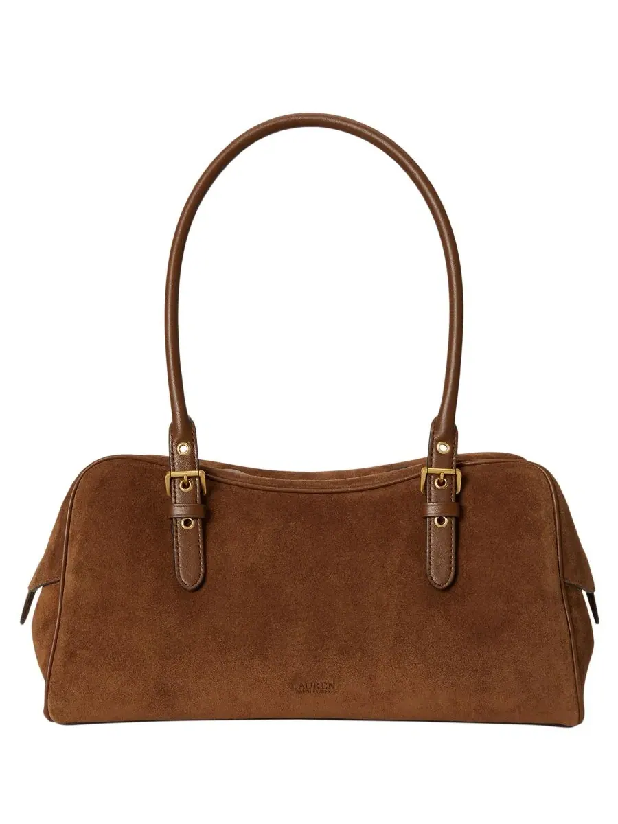 Сумка-шопер с застежкой-молнией, модель Marcy Zipper Suede Large Satchel Handbag Lauren Ralph — изображение 6 из 8