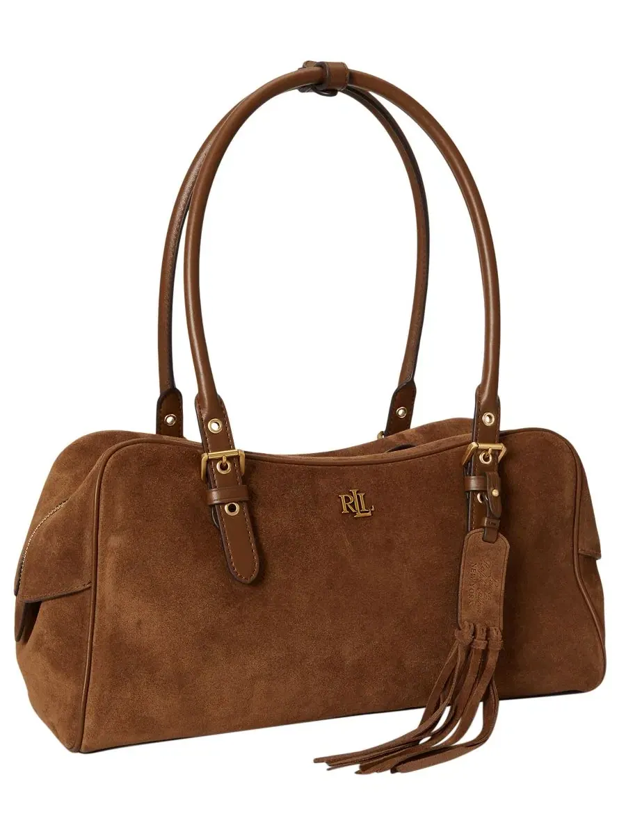 Сумка-шопер с застежкой-молнией, модель Marcy Zipper Suede Large Satchel Handbag Lauren Ralph — изображение 7 из 8