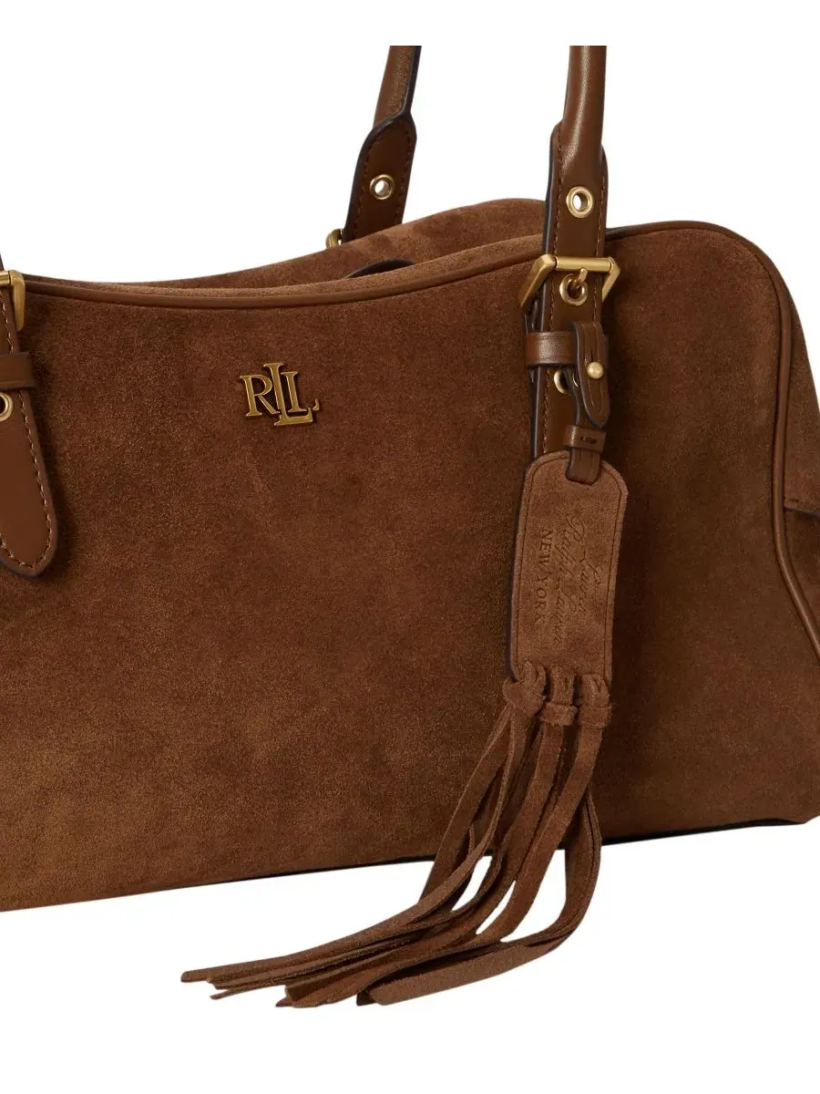 Сумка-шопер с застежкой-молнией, модель Marcy Zipper Suede Large Satchel Handbag Lauren Ralph — изображение 8 из 8