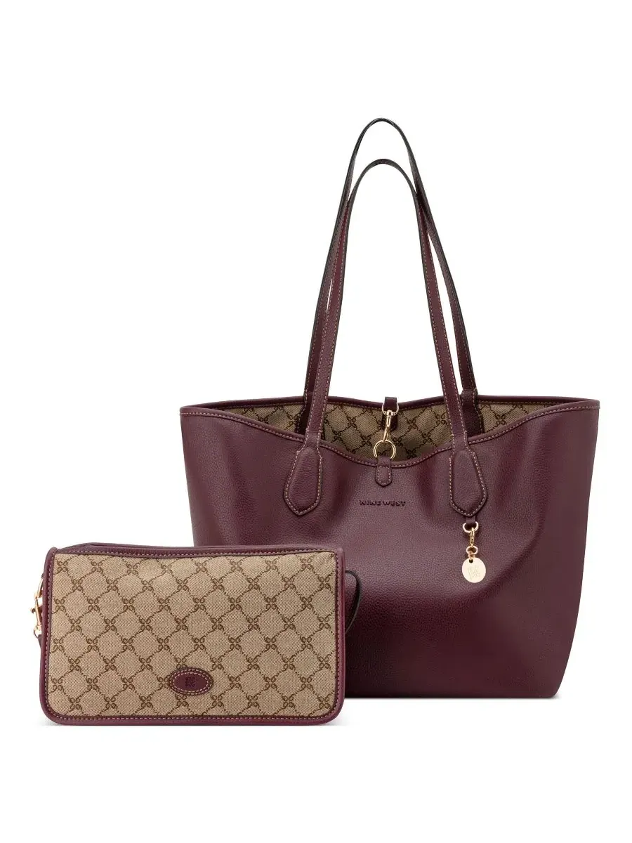 Сумка-шопер Nine West Emerick Removable Shoulder with Large Reversible Tote, Mocha Logo/Boysenberry