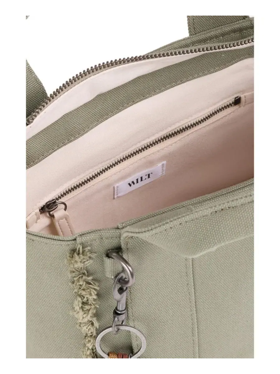 Сумка-шопер мини с бахромой Selma Frayed Mini Tote WILT, Army Sage — изображение 3 из 9