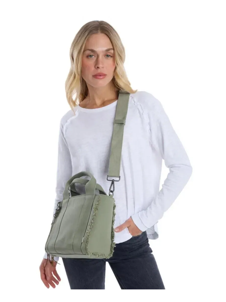 Сумка-шопер мини с бахромой Selma Frayed Mini Tote WILT, Army Sage — изображение 6 из 9
