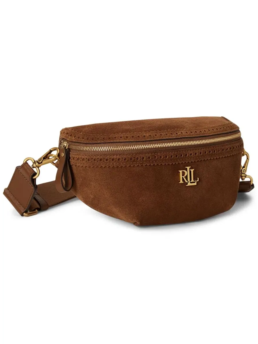 Сумка-пояс из замши с перфорацией Marcy Small Lauren Ralph Lauren, Light Tobacco — изображение 4 из 7
