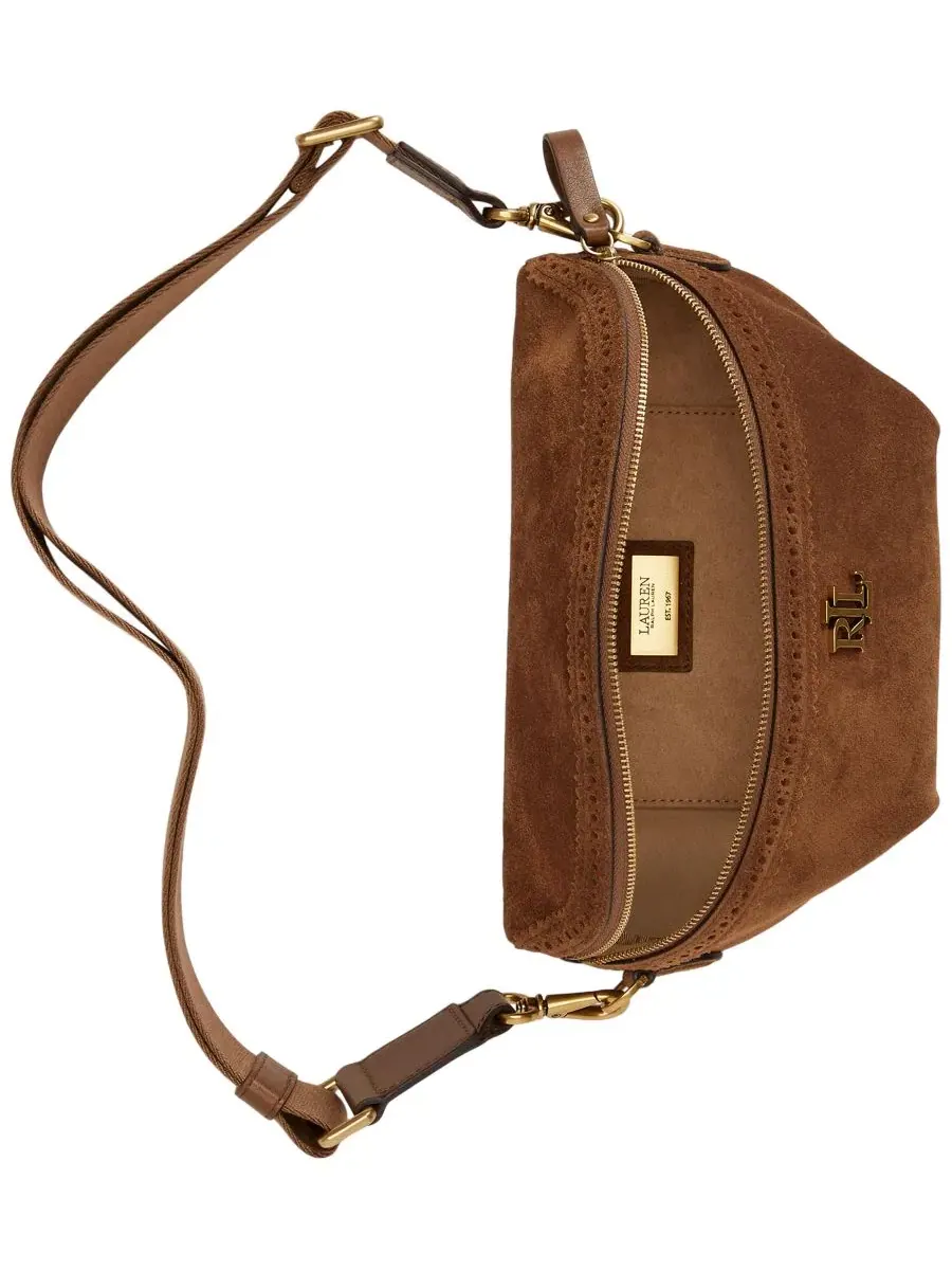 Сумка-пояс из замши с перфорацией Marcy Small Lauren Ralph Lauren, Light Tobacco — изображение 5 из 7