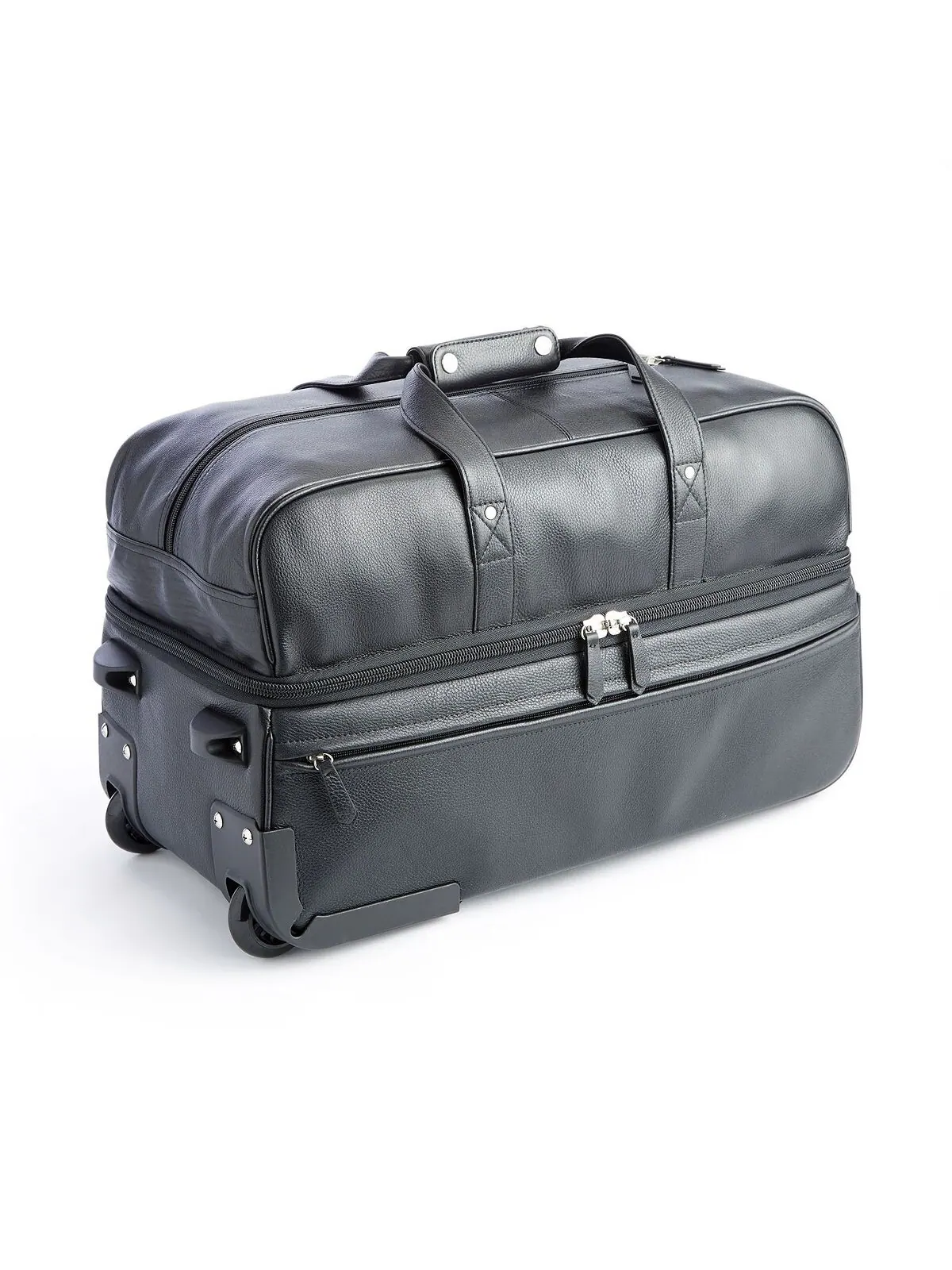 Сумка-дафл rolling weekender из шагреневой кожи ROYCE New York — 3