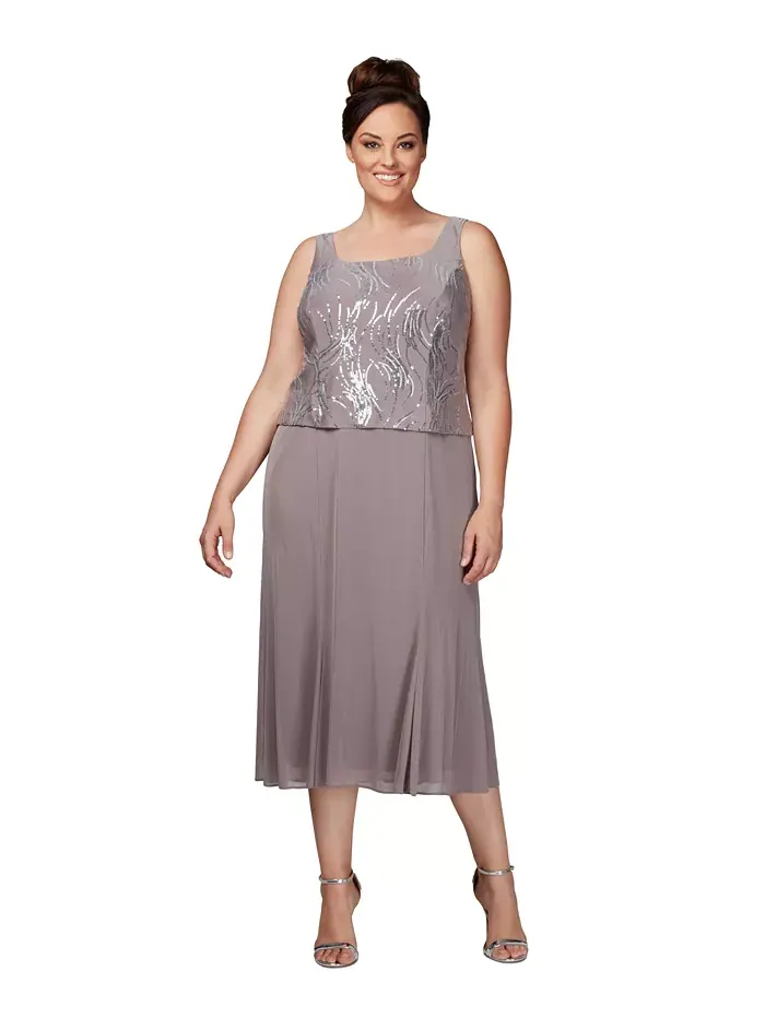 Платье и жакет из шифона с пайетками Plus Size Alex Evenings — изображение 2 из 4