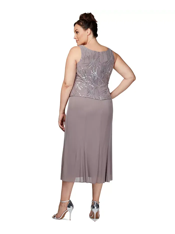 Платье и жакет из шифона с пайетками Plus Size Alex Evenings — изображение 4 из 4