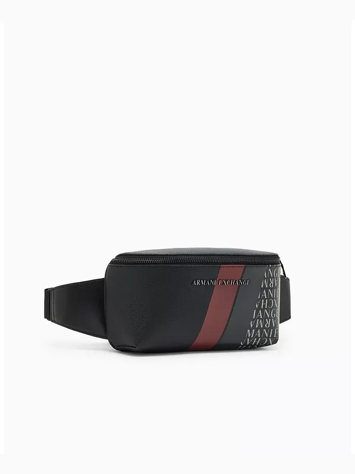 Мужская поясная сумка с полосатым логотипом и принтом A|X Armani Exchange — 1