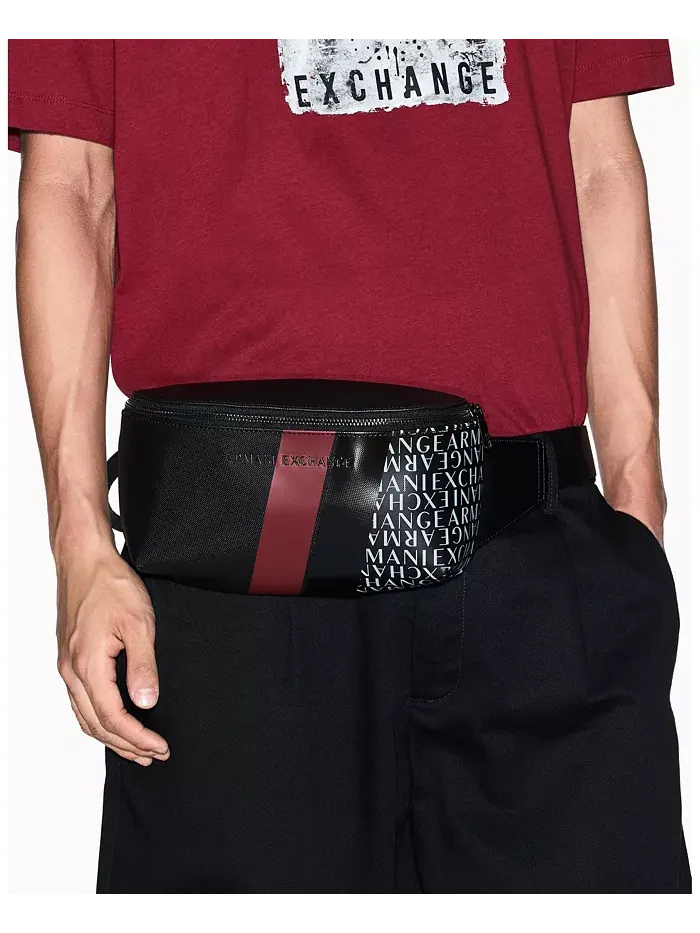 Мужская поясная сумка с полосатым логотипом и принтом A|X Armani Exchange — 3