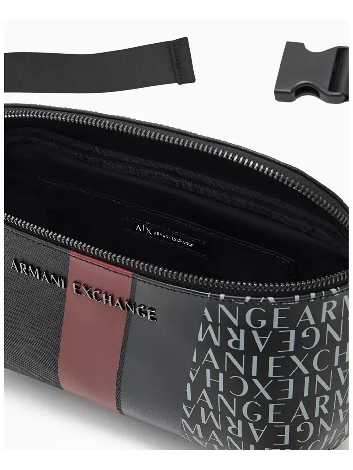 Мужская поясная сумка с полосатым логотипом и принтом A|X Armani Exchange — 5