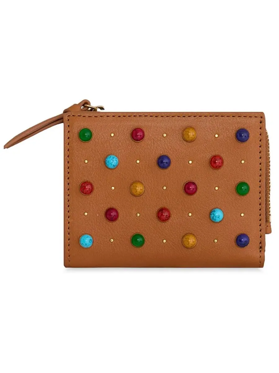 Кошелек-слим Megan Slim Mini Cabachon Studs Wallet Rebecca Minkoff, Caramello — изображение 1 из 4