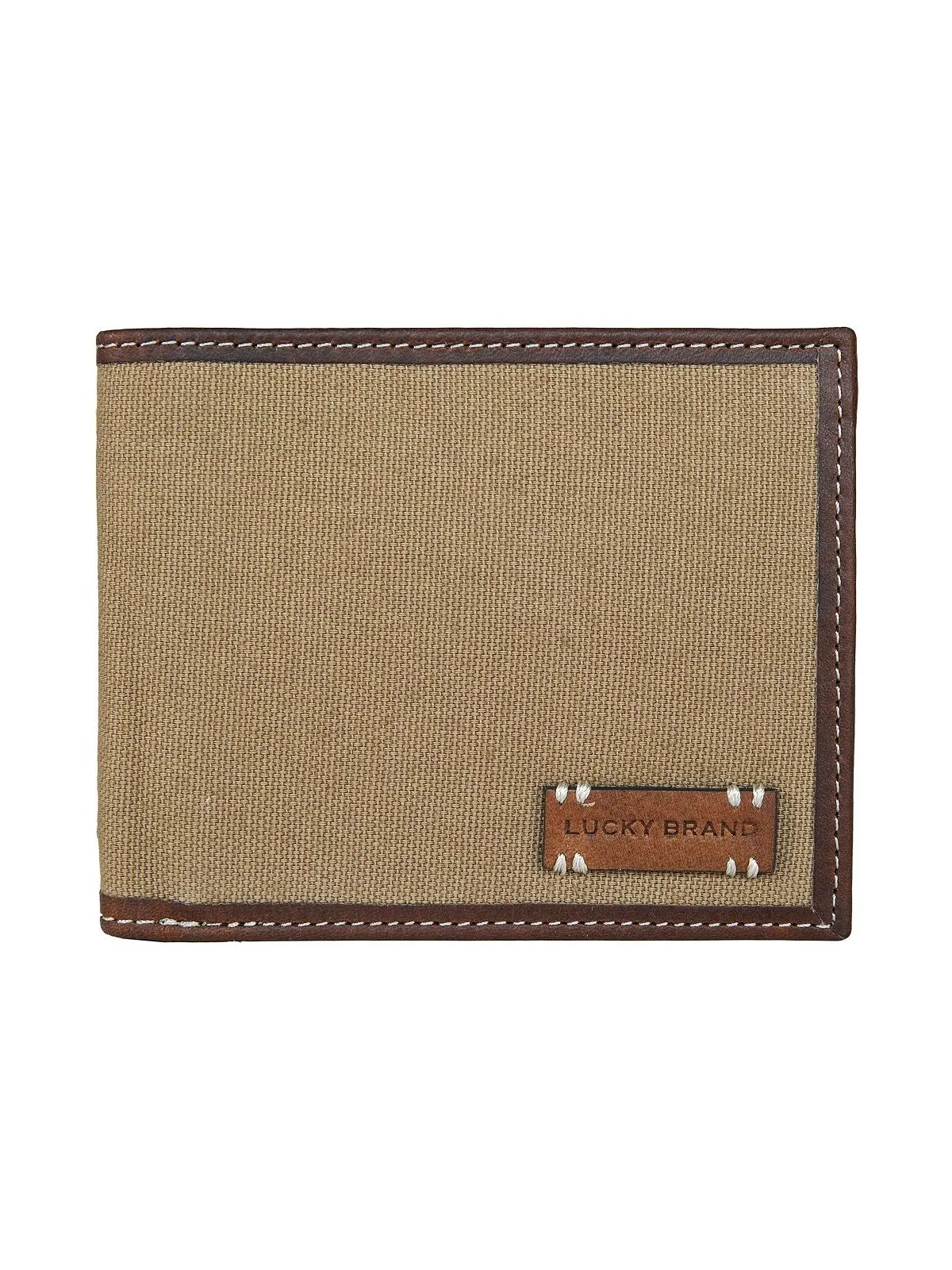 Мужской кошелек двойного сложения из парусины с кожаной отделкой Lucky Brand