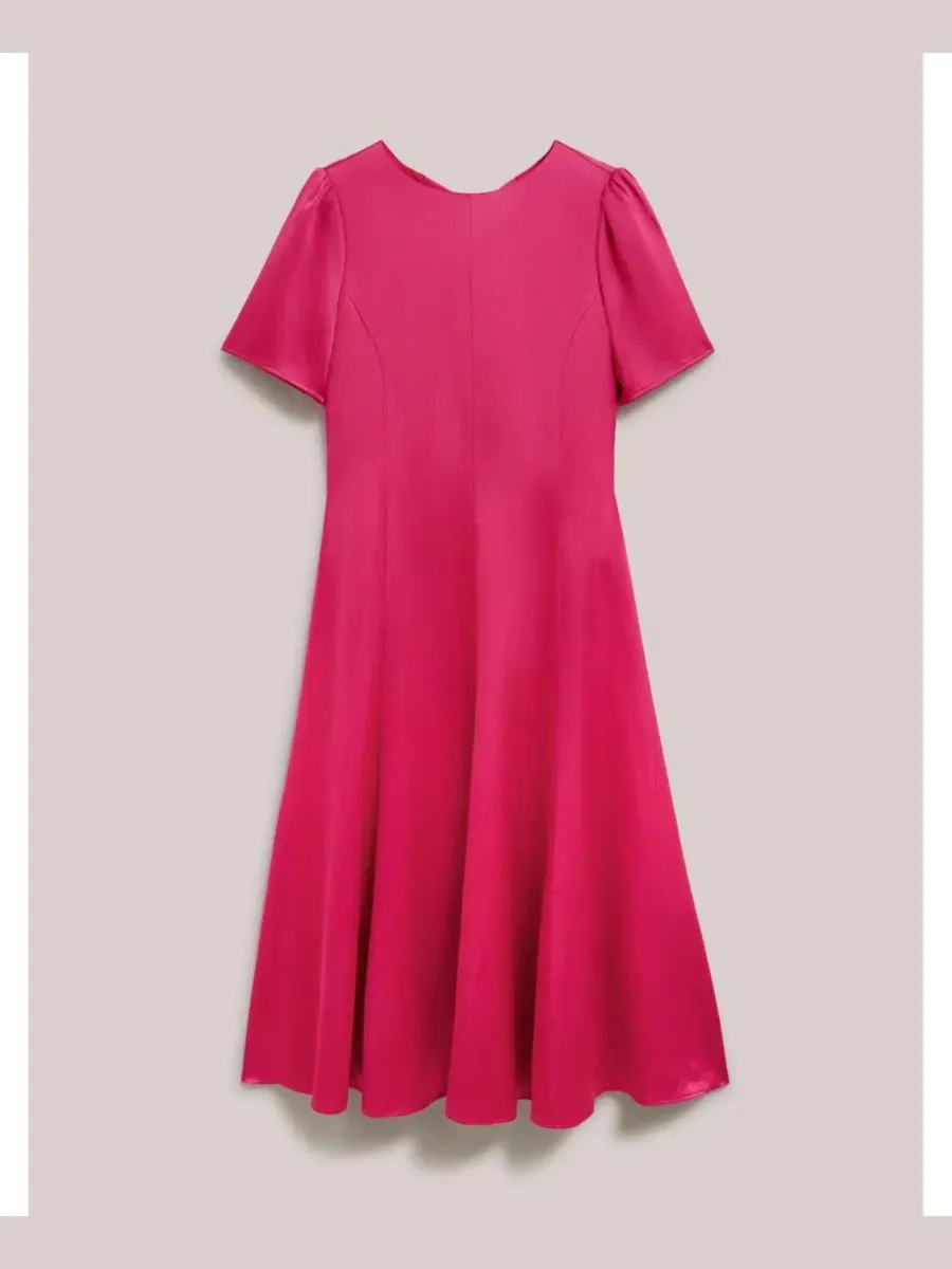 Женское атласное платье миди Camille Hobbs London, Brightpink — изображение 2 из 5
