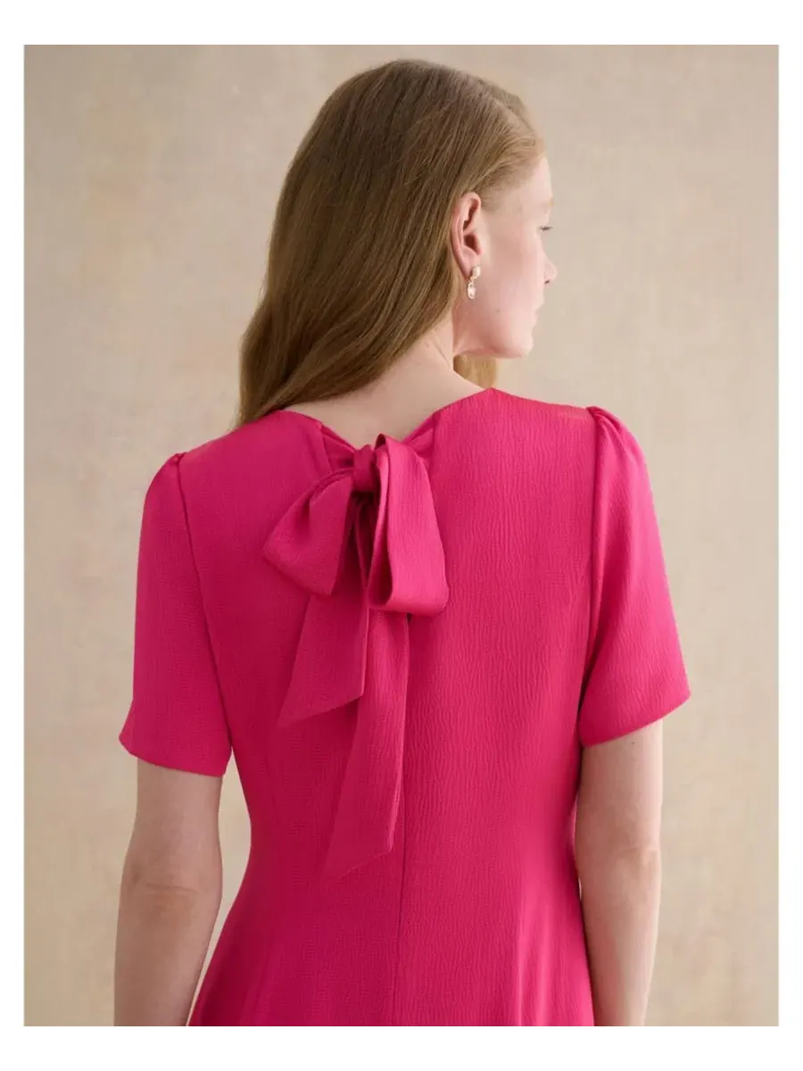 Женское атласное платье миди Camille Hobbs London, Brightpink — изображение 3 из 5