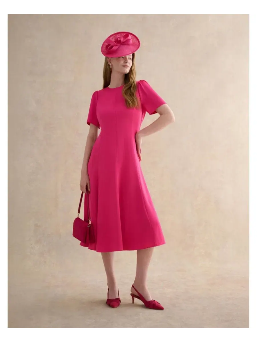 Женское атласное платье миди Camille Hobbs London, Brightpink — изображение 5 из 5