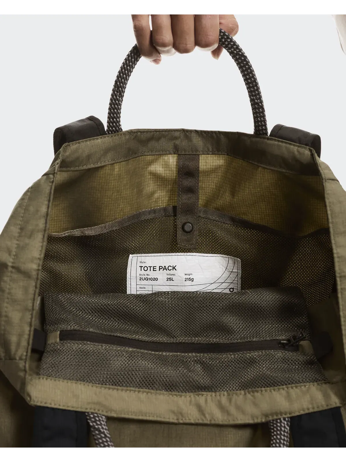 Сумка-шопер 25 л водоотталкивающая Tote Pack On Olive Black — изображение 7 из 9, оливковый/черный