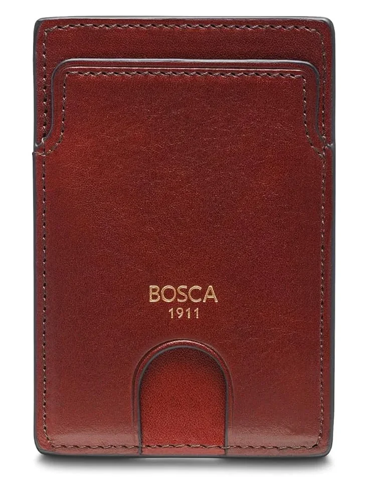 Мужской тонкий кожаный футляр для карт из состаренной кожи. Bosca