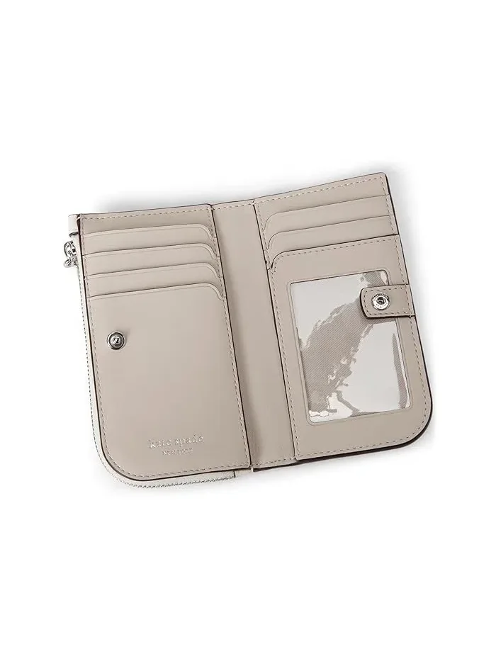 Кошелек Halo Fine Grain Leather Small Slim Bifold Kate Spade New York — изображение 3 из 4, бежевый