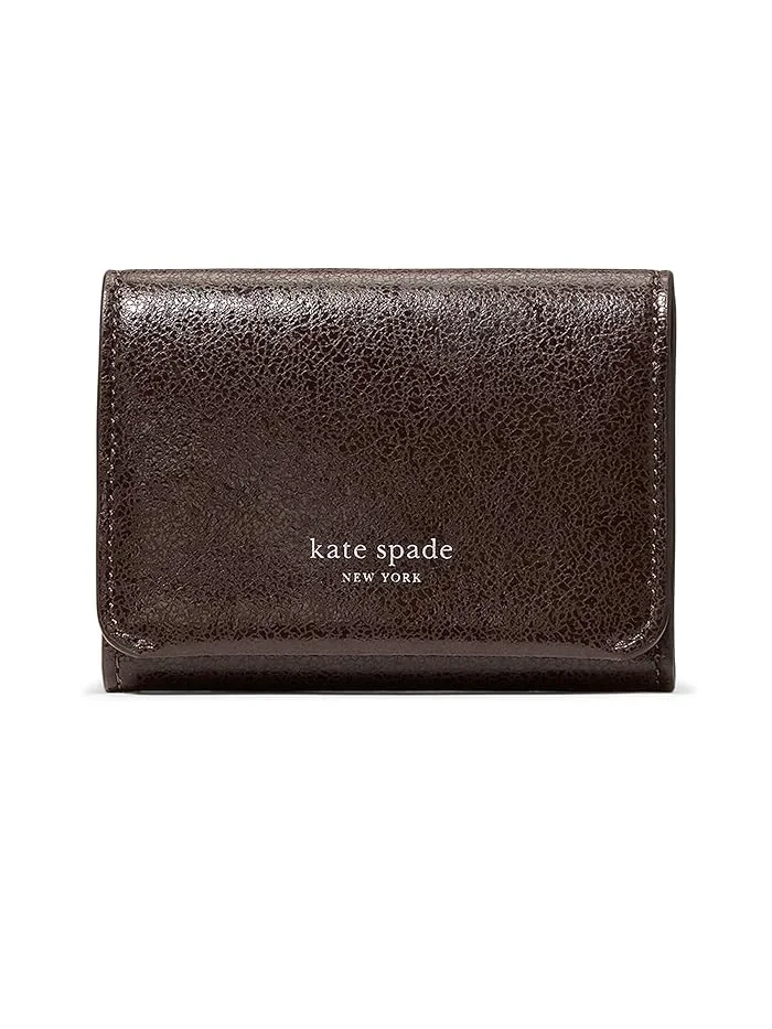 Кошелек-трифолд Halo Glazed Leather Card Case Kate Spade New York — изображение 1 из 2, шоколадный
