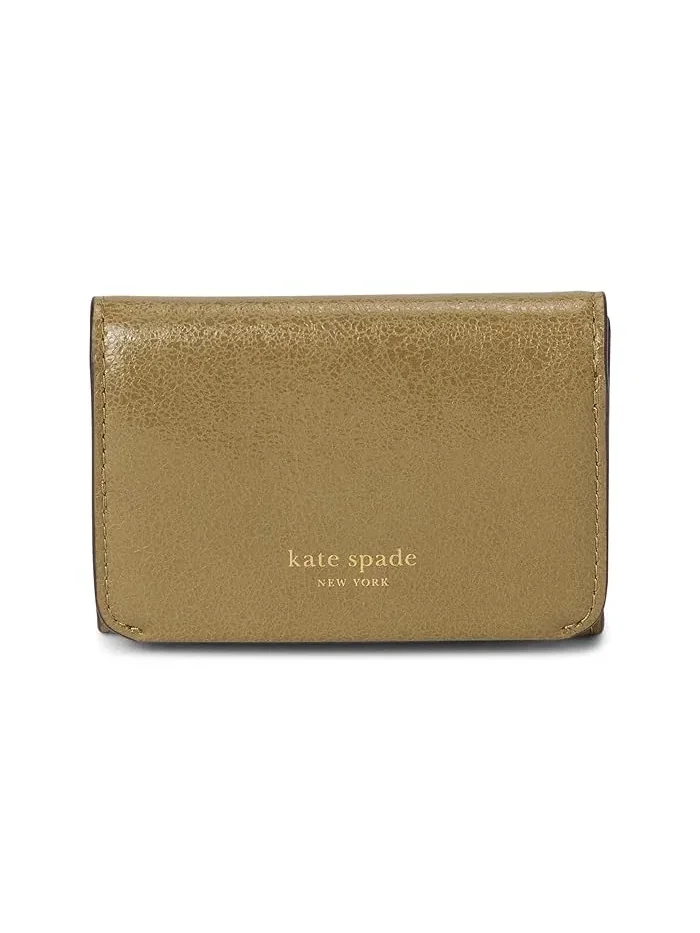 Кошелек трифолд Halo Glazed Leather Card Case Kate Spade New York — изображение 1 из 3, тимьян