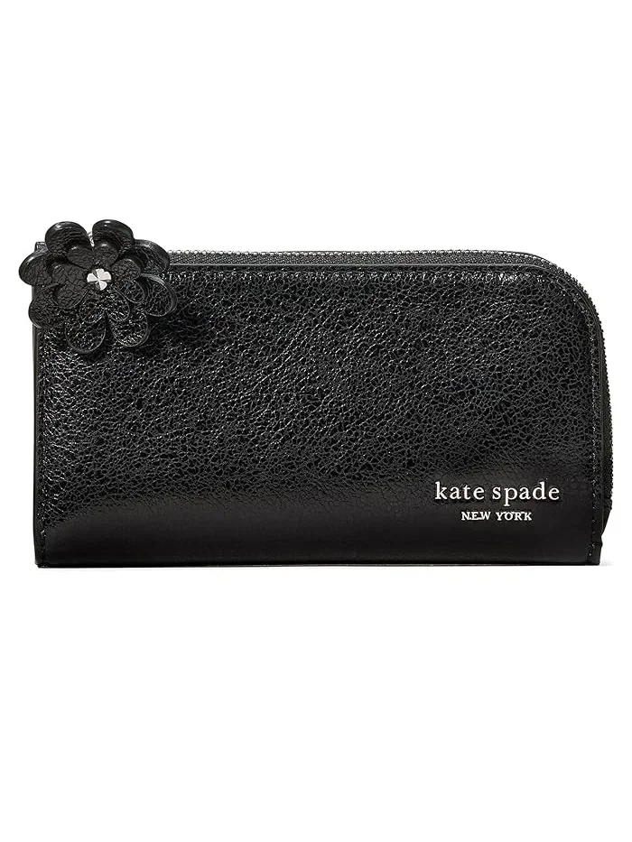 Кошелек кожаный глянцевый Devin Slim Bifold Kate Spade New York — изображение 1 из 3, черный