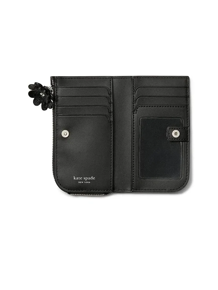 Кошелек кожаный глянцевый Devin Slim Bifold Kate Spade New York — изображение 2 из 3, черный
