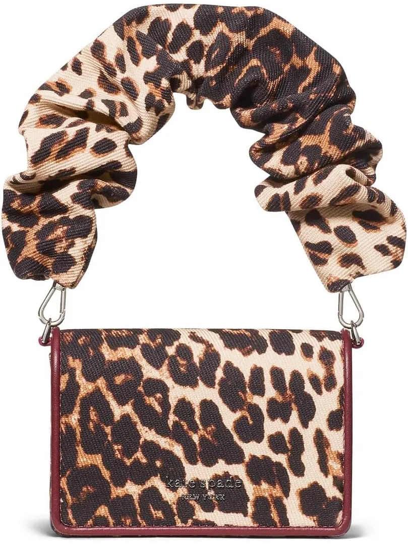 Сумка кросс-боди Kate Spade New York Natasha Downtown Leopard Fabric Card Case Crossbody With Scrunch Strap, мульти