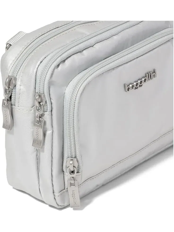 Женский кошелек-кроссбоди Trifecta RFID Baggallini — изображение 4 из 5, серебристый металлик