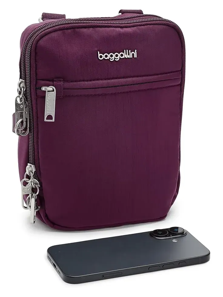Женская противоугонная мини-сумка через плечо Securtex Everything Crossbody Baggallini — изображение 3 из 5, малина