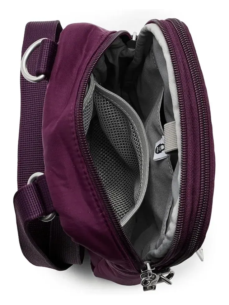 Женская противоугонная мини-сумка через плечо Securtex Everything Crossbody Baggallini — изображение 5 из 5, малина