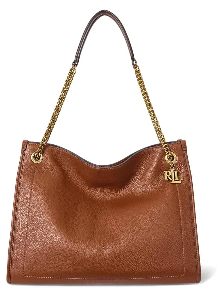 Большая женская сумка-тоут Bradley из зернистой кожи Lauren Ralph Lauren — изображение 1 из 5, бежевый