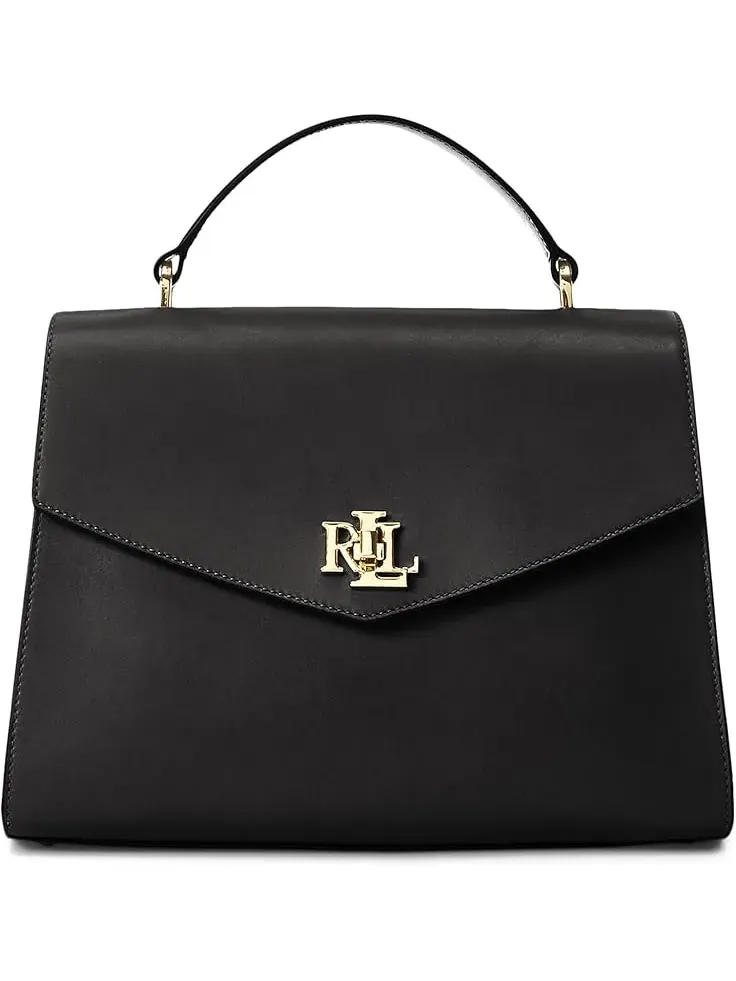 Женская кожаная сумка-саквояж Farrah среднего размера Lauren Ralph Lauren — изображение 1 из 4, черный/черный