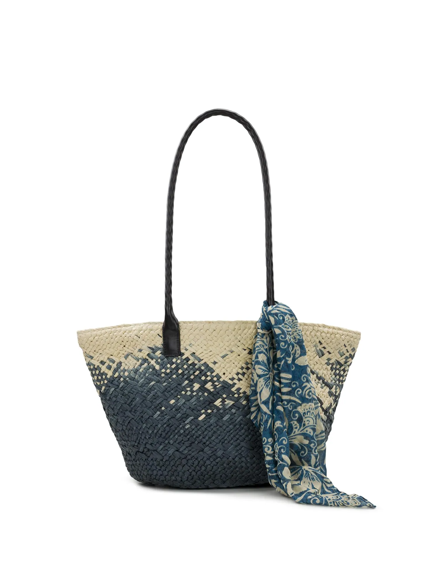 Сумка-тоут Patricia Nash Calypso Woven Tote W/ Greek Floral Scarf — изображение 1 из 4, темно-синий/натуральный