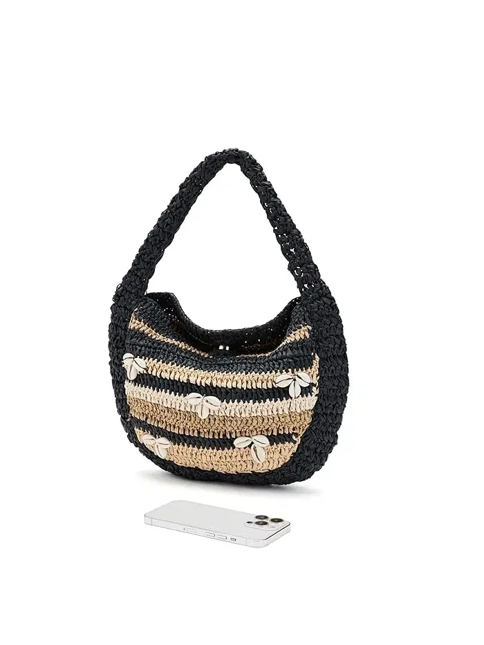 Клатч из рафии с ракушками Belize Shell Clutch Free People — изображение 3 из 5, писташковый