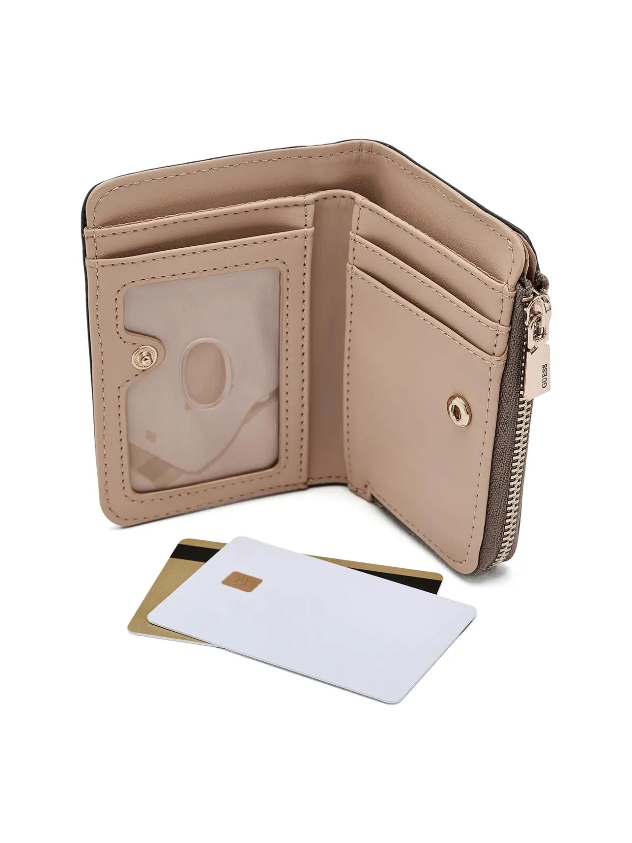 Кошелек-визитница на молнии с логотипом Yvonne Logo Zip Around Card Case Wallet Guess — изображение 3 из 5, латте