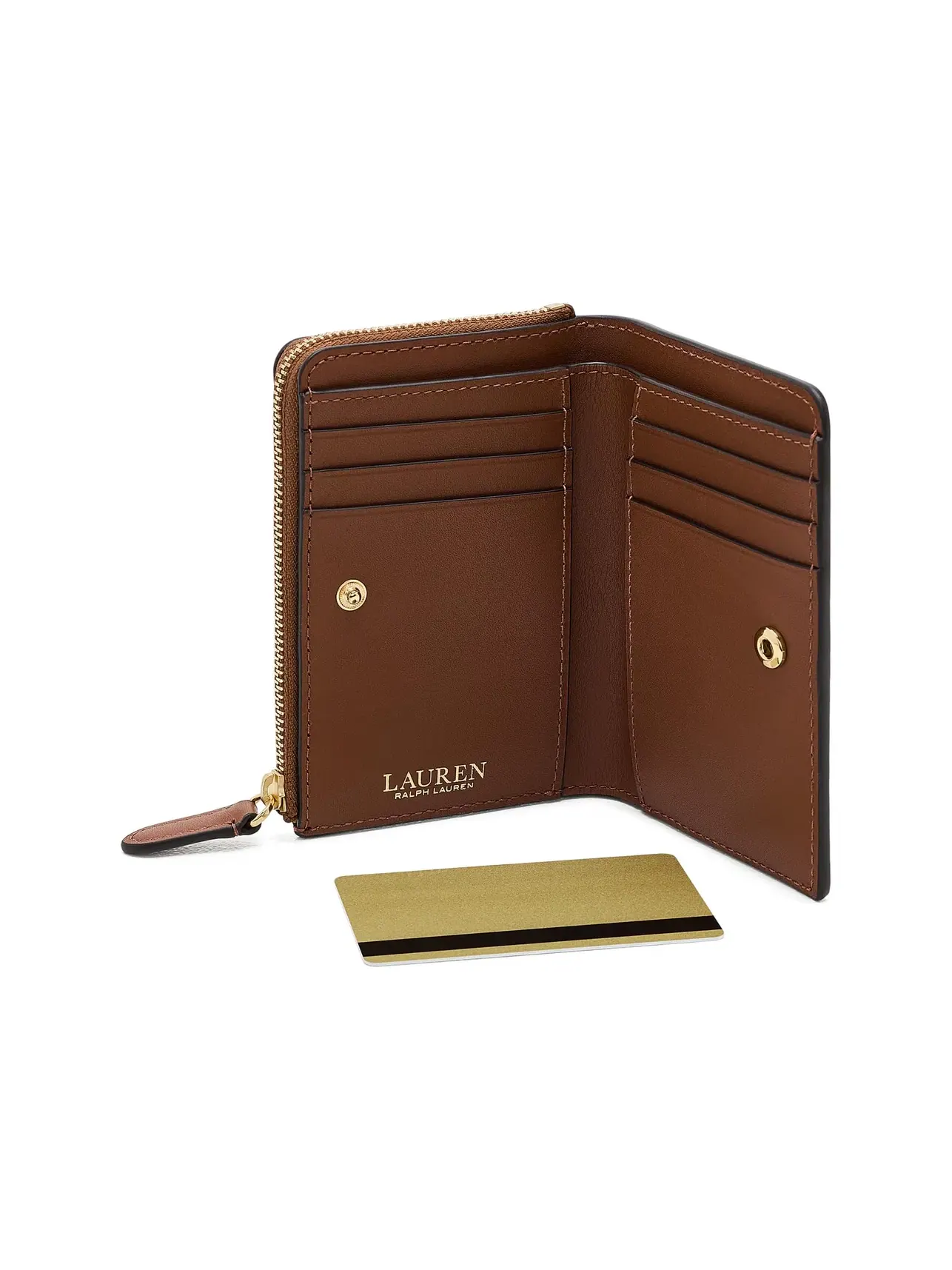 Маленький кожаный бифолд-кошелек Leather Small Bi-Fold Wallet Lauren Ralph Lauren — изображение 3 из 5, бежевый